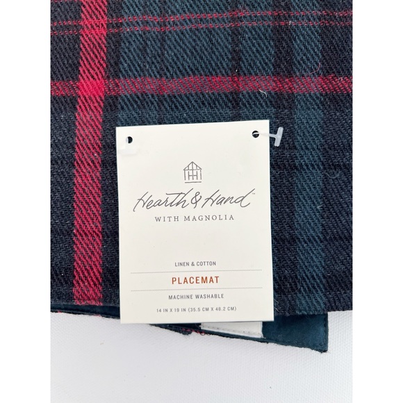 Joanna Gaines HEARTH & HAND plaid holiday SET OF 2 placemats NWT (12 Available) - Picture 2 of 2